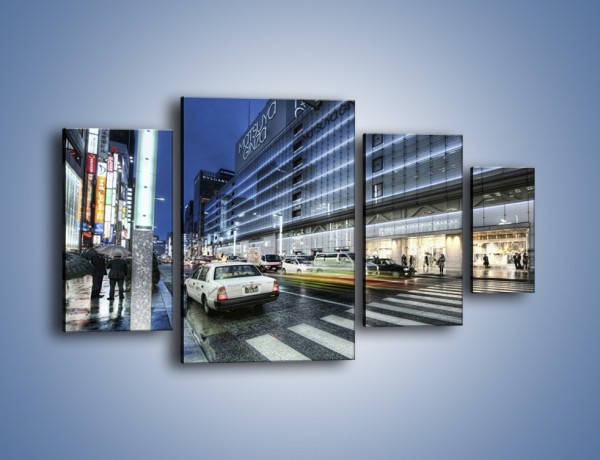 Obraz na płótnie – Ulica Tokyo w deszczu – czteroczęściowy AM613W4