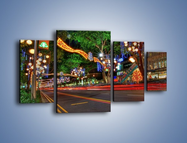Obraz na płótnie – Noworoczne dekoracje w Singapurze – czteroczęściowy AM616W4