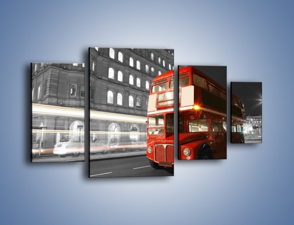 Obraz na płótnie – Czerwony autobus w Londynie – czteroczęściowy AM634W4