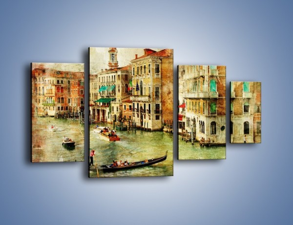 Obraz na płótnie – Weneckie Canal Grande w stylu vintage – czteroczęściowy AM643W4