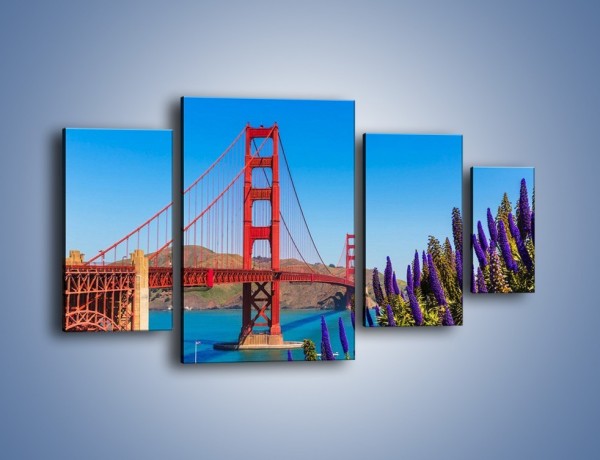Obraz na płótnie – Golden Gate pod błękitnym niebem – czteroczęściowy AM644W4