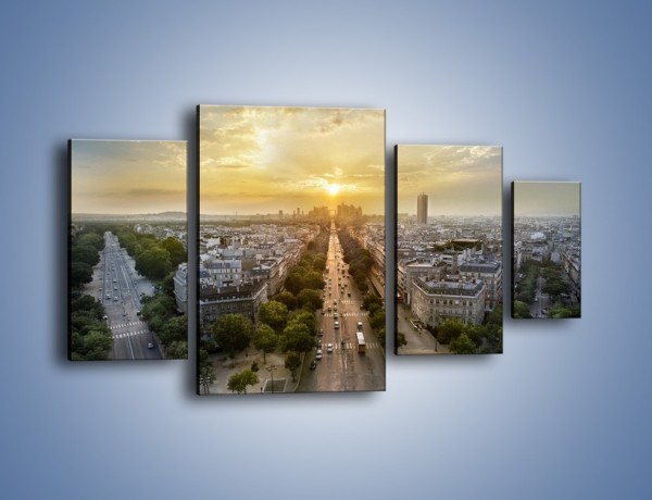 Obraz na płótnie – Zachód słońca nad Paryżem – czteroczęściowy AM649W4
