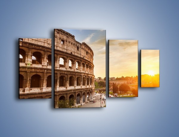 Obraz na płótnie – Rzymskie Koloseum o zachodzie słońca – czteroczęściowy AM684W4