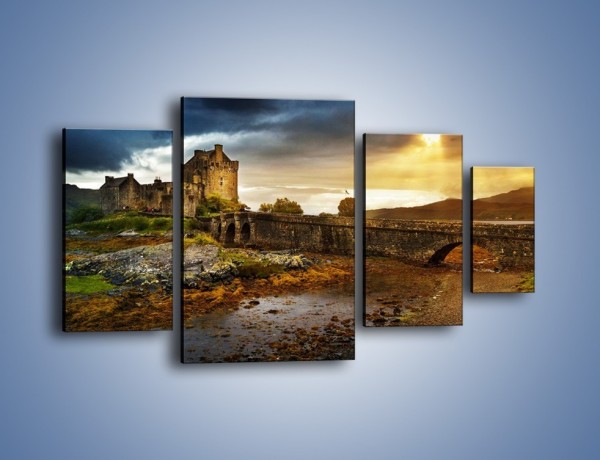 Obraz na płótnie – Zamek Eilean Donan w Szkocji – czteroczęściowy AM697W4