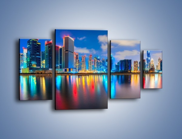 Obraz na płótnie – Kolory Dubaju odbite w wodzie – czteroczęściowy AM740W4