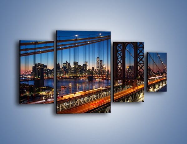Obraz na płótnie – Nowojorskie mosty na tle Manhattanu – czteroczęściowy AM751W4
