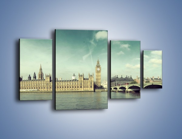 Obraz na płótnie – Panorama Pałacu Westminsterskiego – czteroczęściowy AM758W4