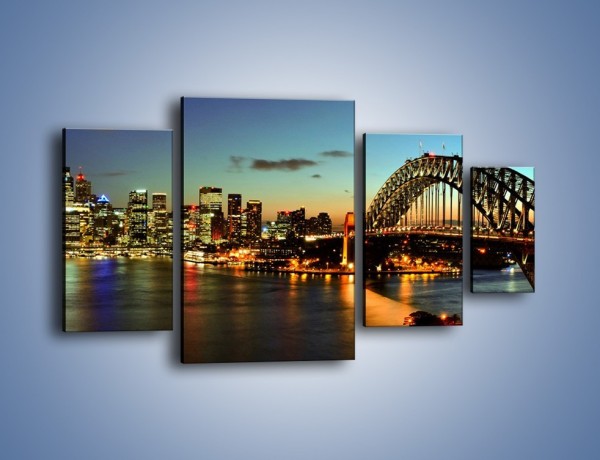 Obraz na płótnie – Panorama Sydney po zmroku – czteroczęściowy AM770W4