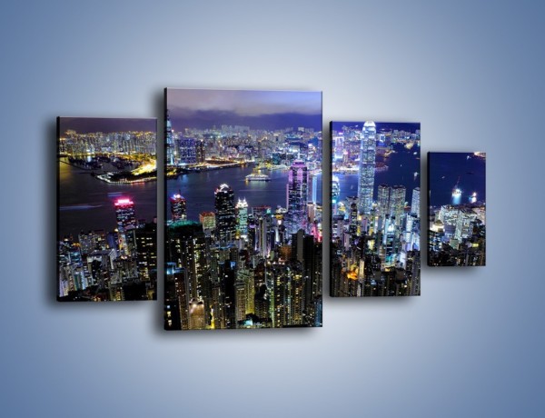 Obraz na płótnie – Nocna panorama Hong Kongu – czteroczęściowy AM772W4
