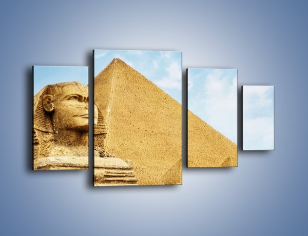 Obraz na płótnie – Sfinks i piramidy – czteroczęściowy AM782W4
