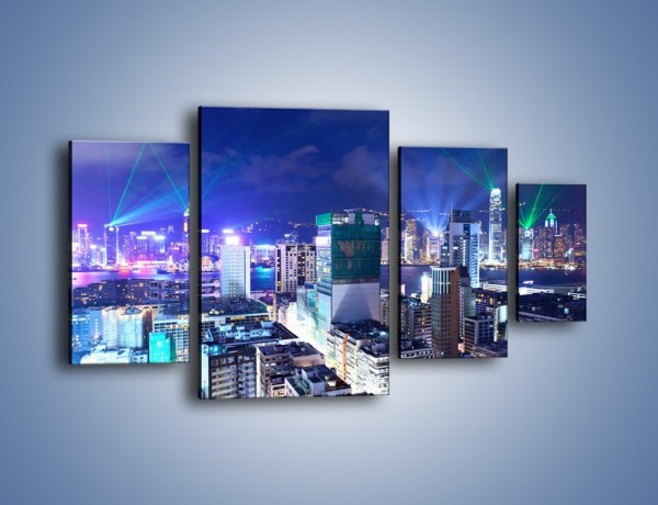 Obraz na płótnie – Pokaz laserów nad Hong Kongiem – czteroczęściowy AM796W4