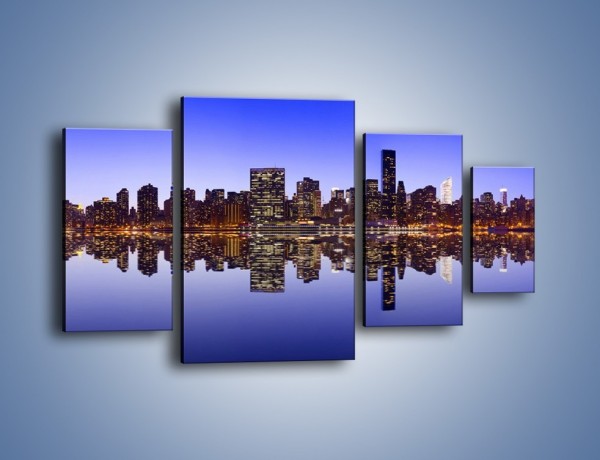 Obraz na płótnie – Panorama Manhattanu w odbiciu wody – czteroczęściowy AM798W4