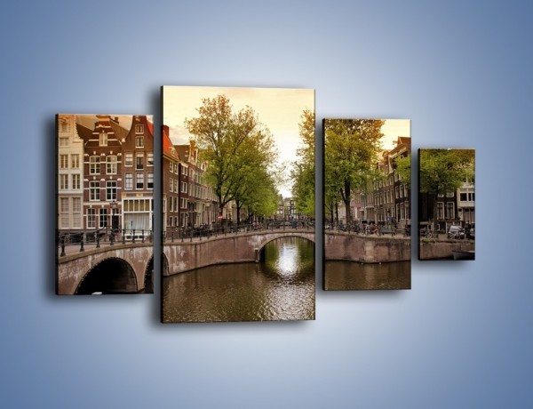 Obraz na płótnie – Amsterdamski kanał – czteroczęściowy AM800W4