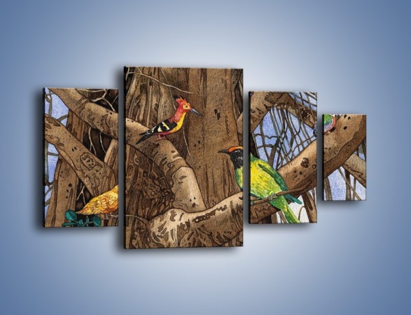 Obraz na płótnie – Mali przyjaciele na drzewie – czteroczęściowy GR050W4