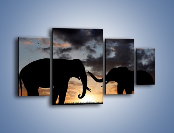Obraz na płótnie – Dyskusja wśród słoni – czteroczęściowy GR309W4