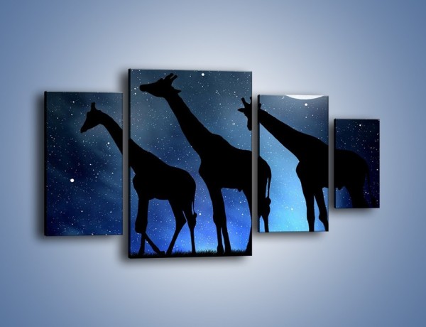 Obraz na płótnie – Żyrafie trio nocą – czteroczęściowy GR316W4