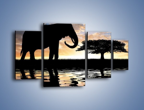Obraz na płótnie – Samotność wśród słoni – czteroczęściowy GR317W4