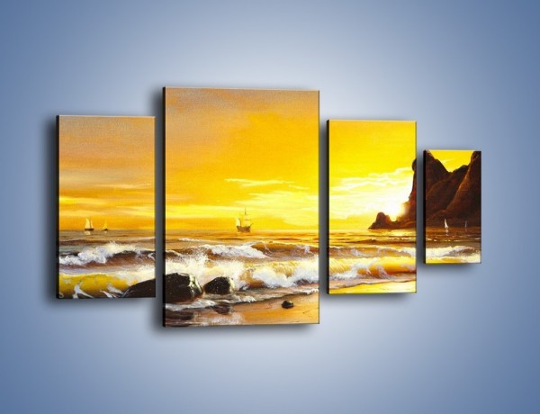 Obraz na płótnie – Morski krajobraz w zachodzącym słońcu – czteroczęściowy GR476W4