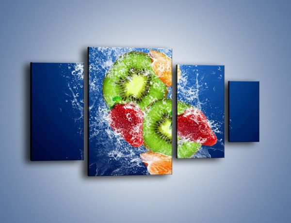 Obraz na płótnie – Soczyste kawałki owoców w wodzie – czteroczęściowy JN023W4