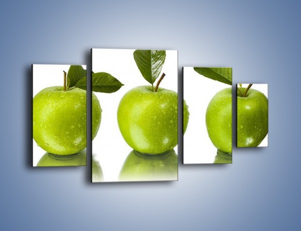 Obraz na płótnie – Świeżo umyte zielone jabłka – czteroczęściowy JN047W4