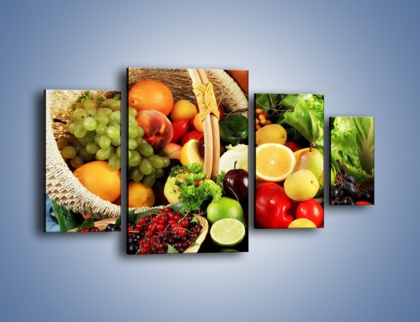 Obraz na płótnie – Kosz pełen owocowo-warzywnego zdrowia – czteroczęściowy JN059W4