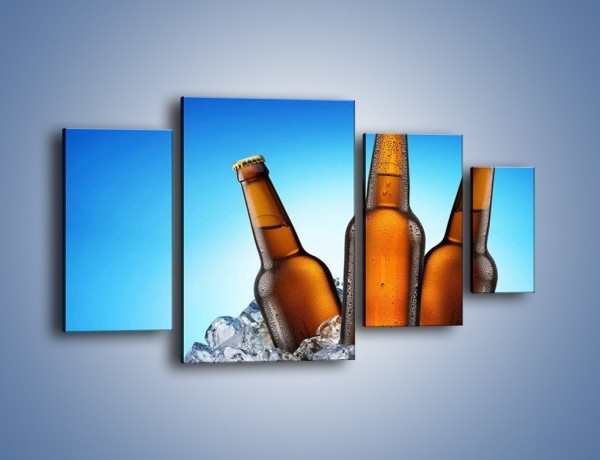Obraz na płótnie – Szron na butelkach piwa – czteroczęściowy JN075W4
