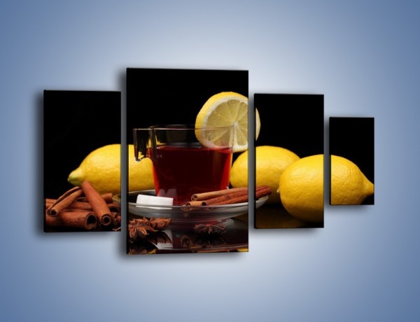 Obraz na płótnie – Mocna herbatka z cytryną – czteroczęściowy JN284W4
