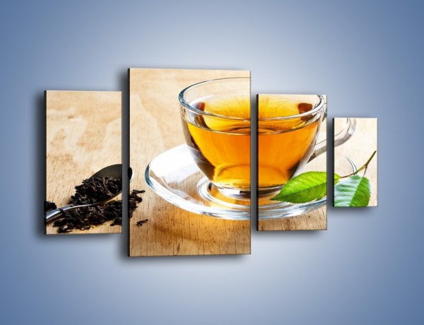 Obraz na płótnie – Listek mięty dla orzeźwienia herbaty – czteroczęściowy JN290W4