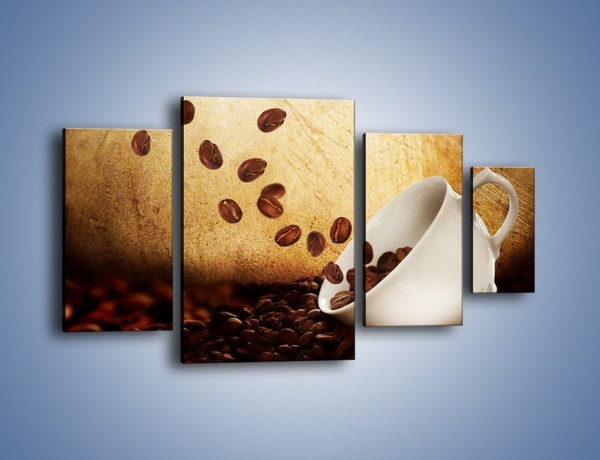 Obraz na płótnie – Rozsypane ziarna kawy – czteroczęściowy JN346W4