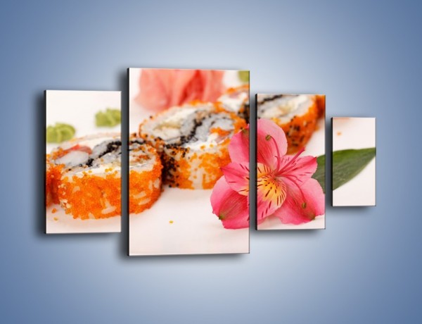 Obraz na płótnie – Sushi z kwiatem – czteroczęściowy JN354W4