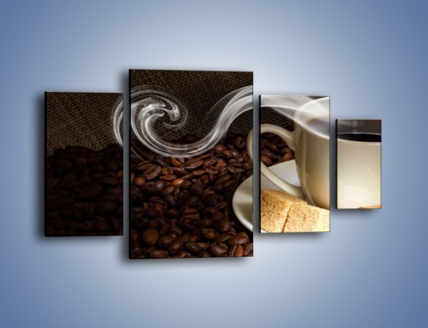 Obraz na płótnie – Kawa z kostkami cukru – czteroczęściowy JN364W4