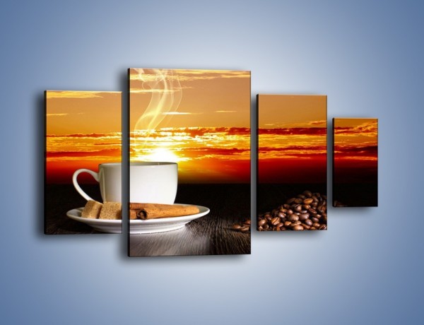 Obraz na płótnie – Kawa przy zachodzie słońca – czteroczęściowy JN366W4