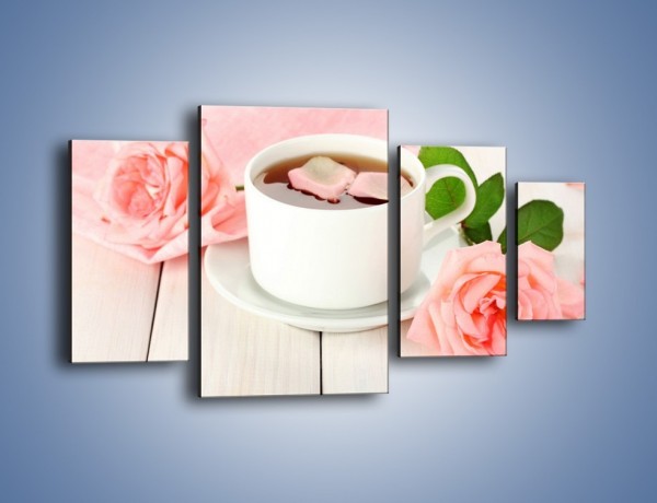Obraz na płótnie – Herbata wśród róż – czteroczęściowy JN369W4