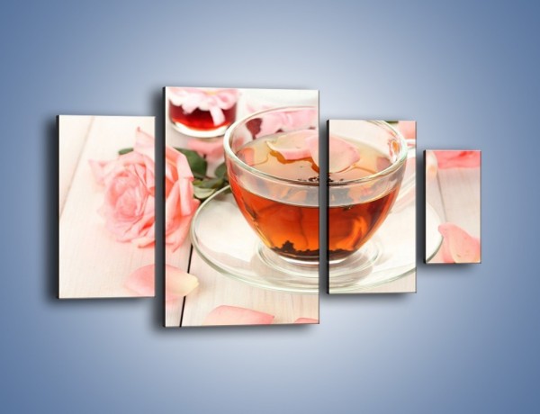 Obraz na płótnie – Herbata z płatkami róż – czteroczęściowy JN370W4