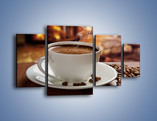 Obraz na płótnie – Kawa przy kominku – czteroczęściowy JN385W4