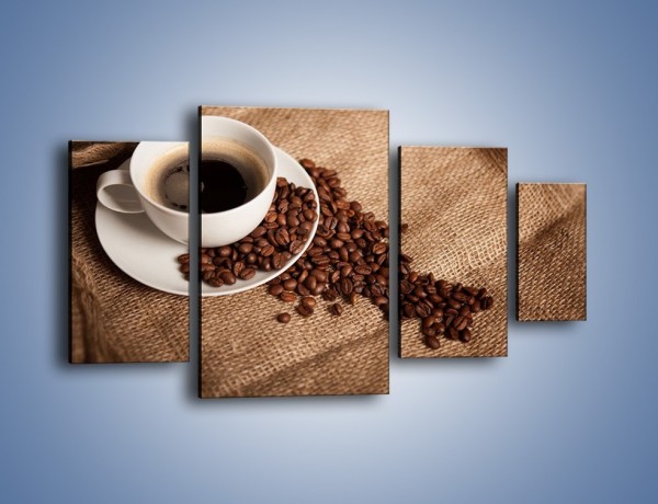 Obraz na płótnie – Kawa na białym spodku – czteroczęściowy JN430W4
