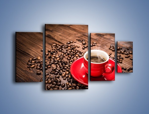 Obraz na płótnie – Kawa w czerwonej filiżance – czteroczęściowy JN441W4
