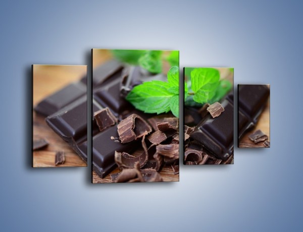 Obraz na płótnie – Połamana czekolada z miętą – czteroczęściowy JN442W4