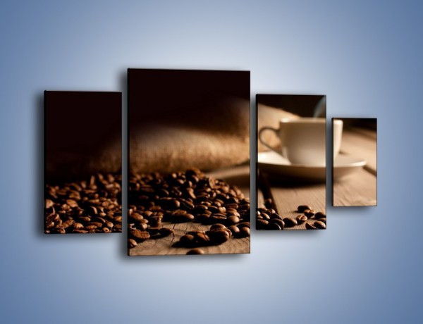 Obraz na płótnie – Ziarna kawy na drewnianym stole – czteroczęściowy JN457W4