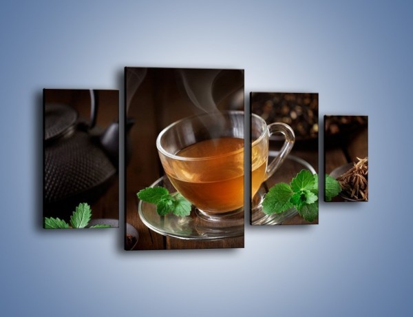Obraz na płótnie – Mała filiżanka gorącej herbaty – czteroczęściowy JN493W4