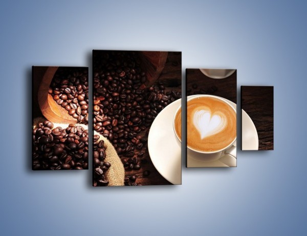 Obraz na płótnie – Kawa z białym sercem – czteroczęściowy JN546W4