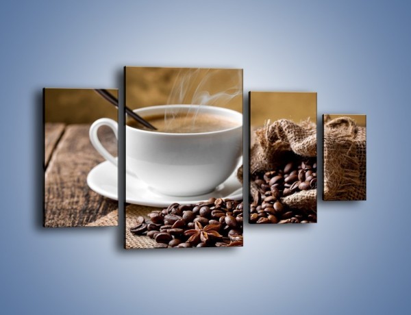Obraz na płótnie – Filiżanka kawy z małą łyżeczką – czteroczęściowy JN598W4