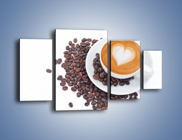 Obraz na płótnie – Miłość i kawa na białym tle – czteroczęściowy JN633W4