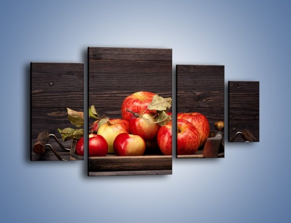 Obraz na płótnie – Dojrzałe jabłka na stole – czteroczęściowy JN653W4