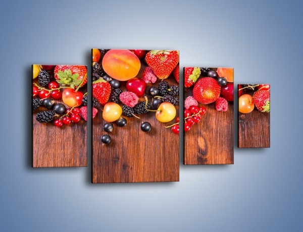 Obraz na płótnie – Stół do polowy wypełniony owocami – czteroczęściowy JN721W4