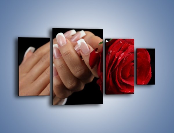 Obraz na płótnie – Kwiat róży w kobiecych dłoniach – czteroczęściowy K006W4