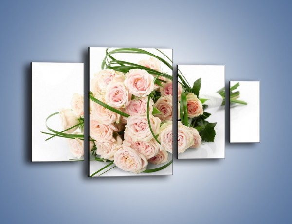 Obraz na płótnie – Wiązanka delikatnie różowych róż – czteroczęściowy K012W4