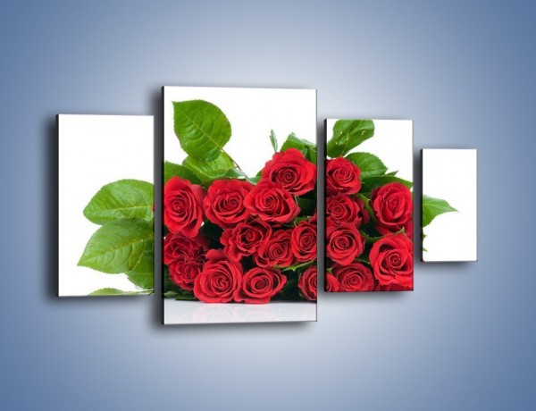 Obraz na płótnie – Idealna wiązanka czerwonych róż – czteroczęściowy K018W4