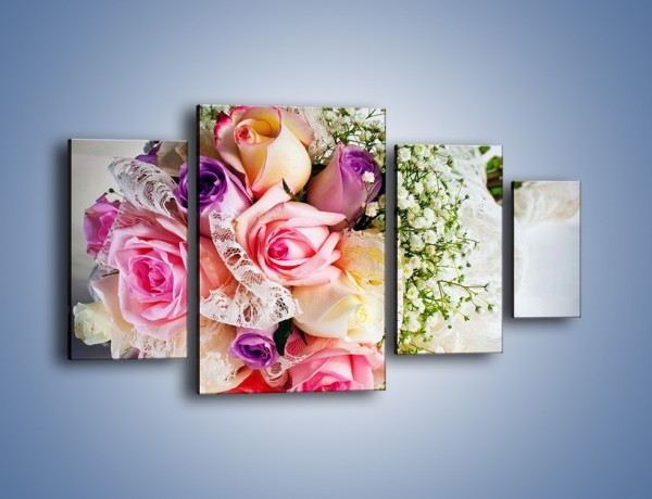 Obraz na płótnie – Wiązanka ślubna z róż – czteroczęściowy K022W4