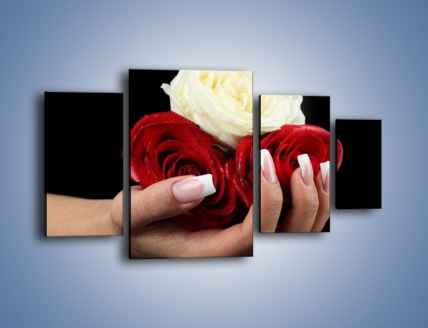 Obraz na płótnie – Pełna garść główek róż – czteroczęściowy K025W4